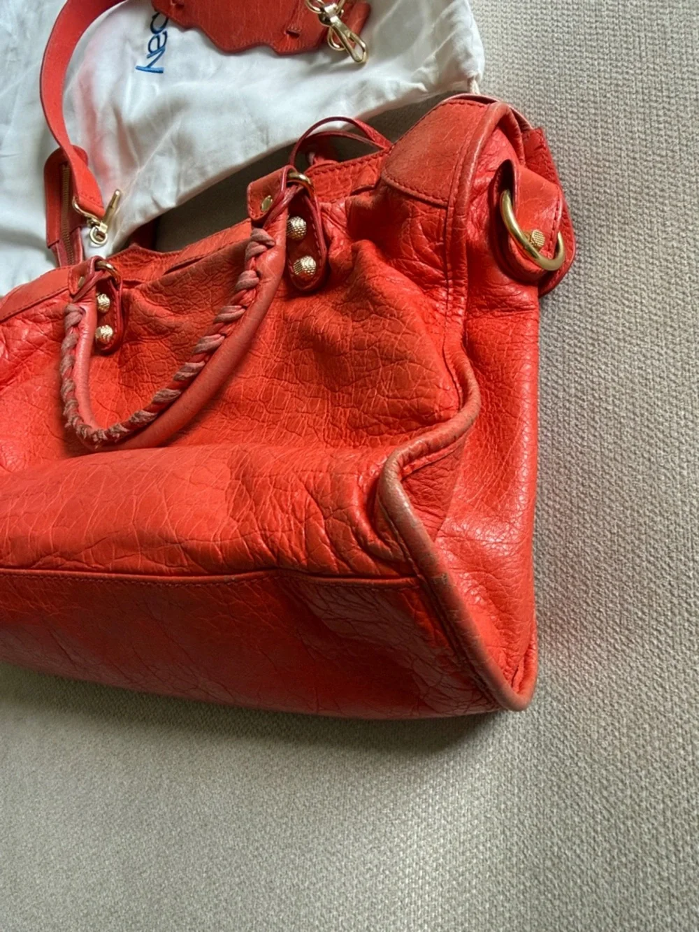 Balenciaga Rose Corail Lambskin Leather Giant 12 Gold Motorcycle City Bag - Picture 11 of 17